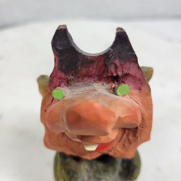 Vtg Henning Norway Hand Carved Troll Figurine Wood Folk Art Scandinavian 3.5” - Picture 5 of 14